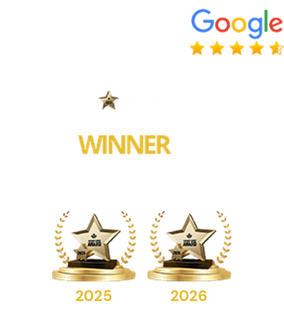 Canadian Nurses Association accredited, College of Family Physicians of Canada Mainpro+ certified, 5 star Google reviews, Canadian Choice Award winner 2025 and 2026